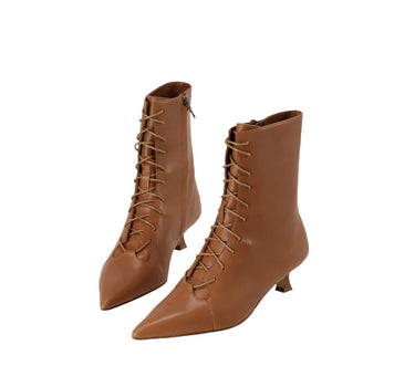 Botte Victorienne à Lacet Pointue - Caramel
