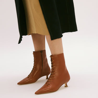Botte Victorienne à Lacet Pointue - Caramel