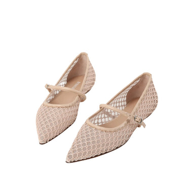 Net-Knitting Mary Jane Flat - Ecru