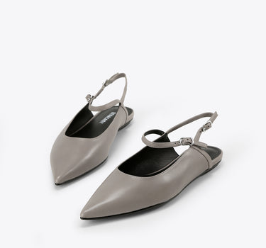 Pointed Slingback Flat - Grey