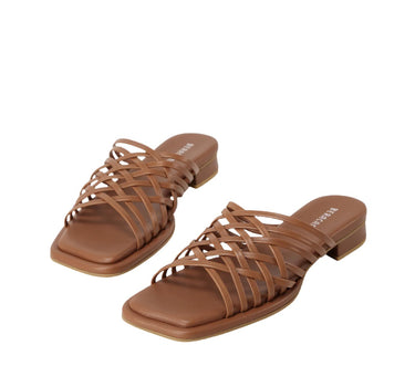 Mules à Lanières Et Bandes Croisées - Caramel