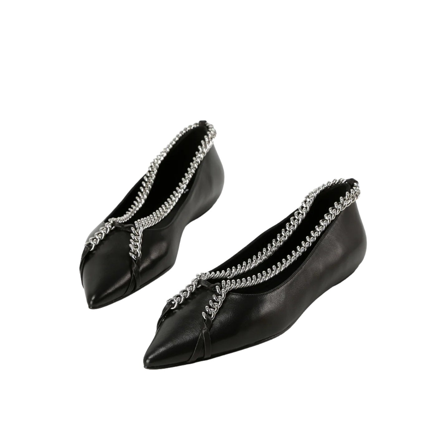 Escarpin Plat Pointu a Chaine Noir BERACAMY