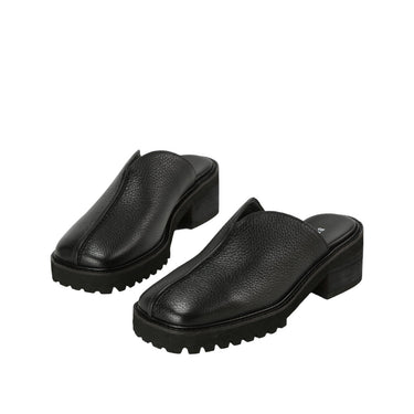 V-Seam Balloon Block Heel Clog - Black