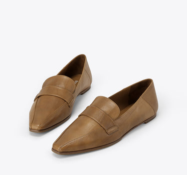 Mini Square Pointed Flat Loafer - Toffee