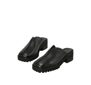 Sabot à Talon Carré Et Couture V - Noir