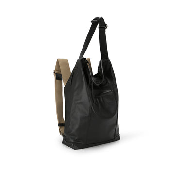 Piper Contractible System 3-Way Hobo Backpack - Black 
