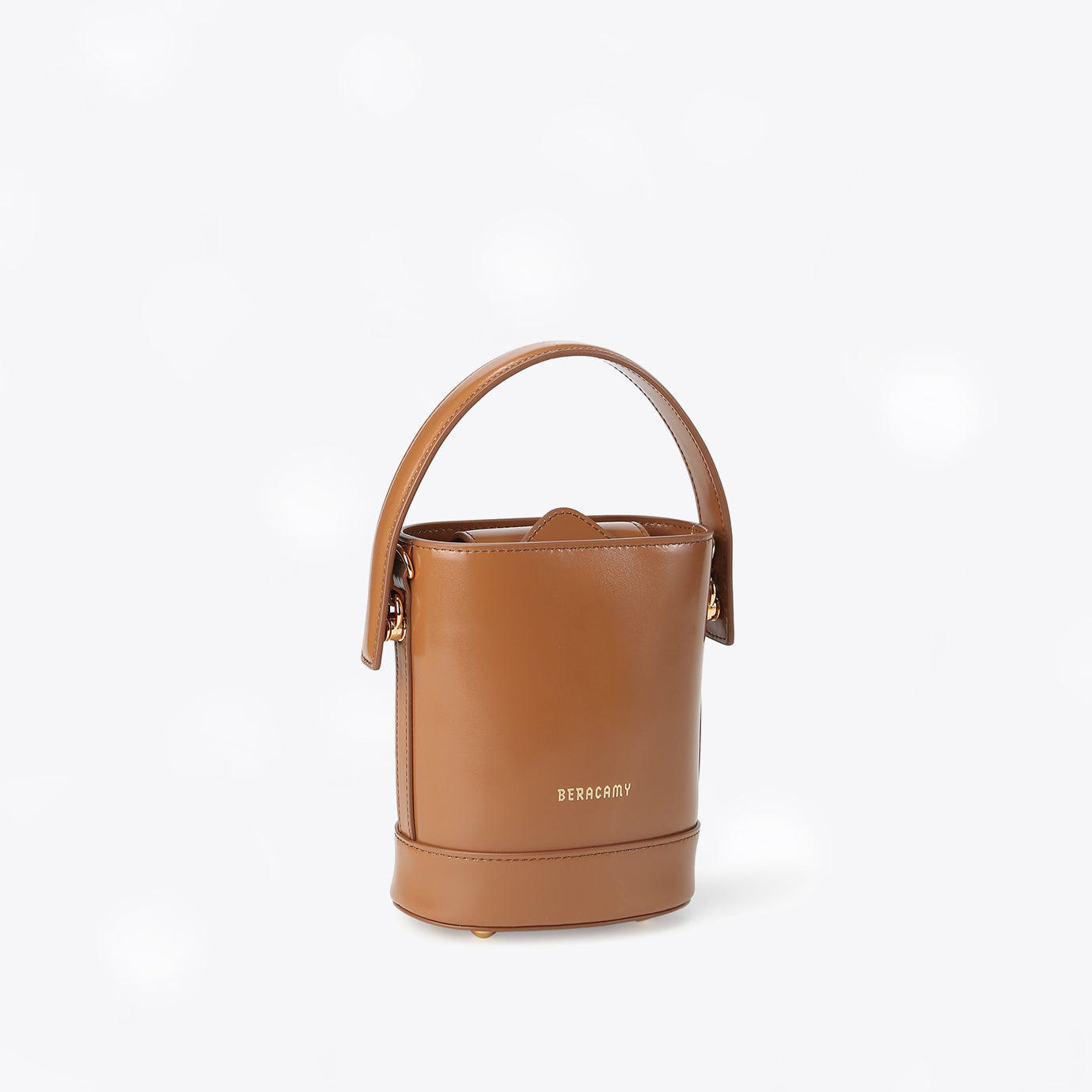 Mini Sac Seau Plat Brillant Caramel BERACAMY