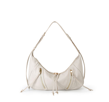 Ursula V11 En 2 Styles Sac Drapé Hobo Ou Bandoulière - Crème