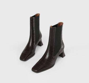 Elastic Ankle Boots - Embossed Cacao