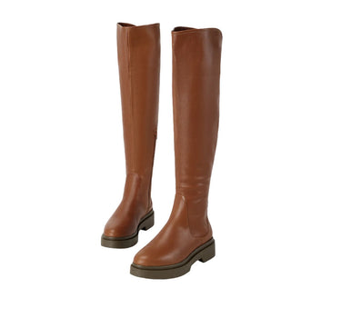 Botte Haute à Talon Bloc - Caramel
