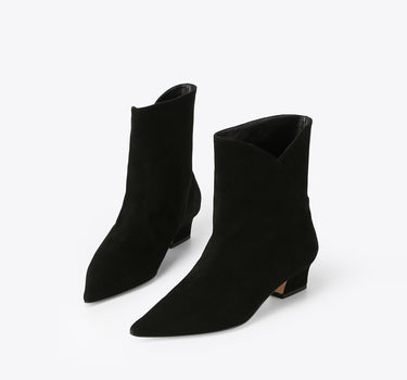 Petal Block Heel Ankle Boot - Black
