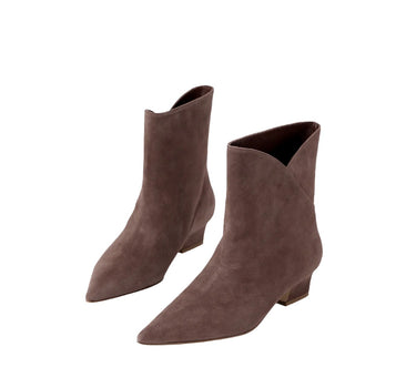Bottines Pétales à Talon Carré  - Cacao